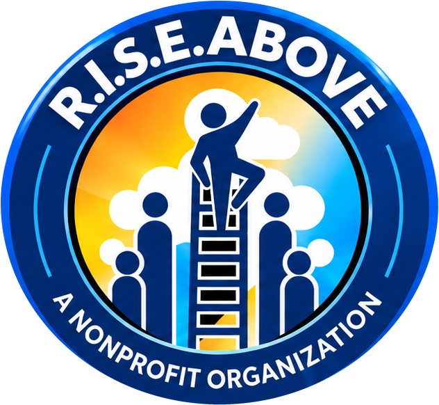 R.I.S.E. ABOVE — A Nonprofit Organization logo